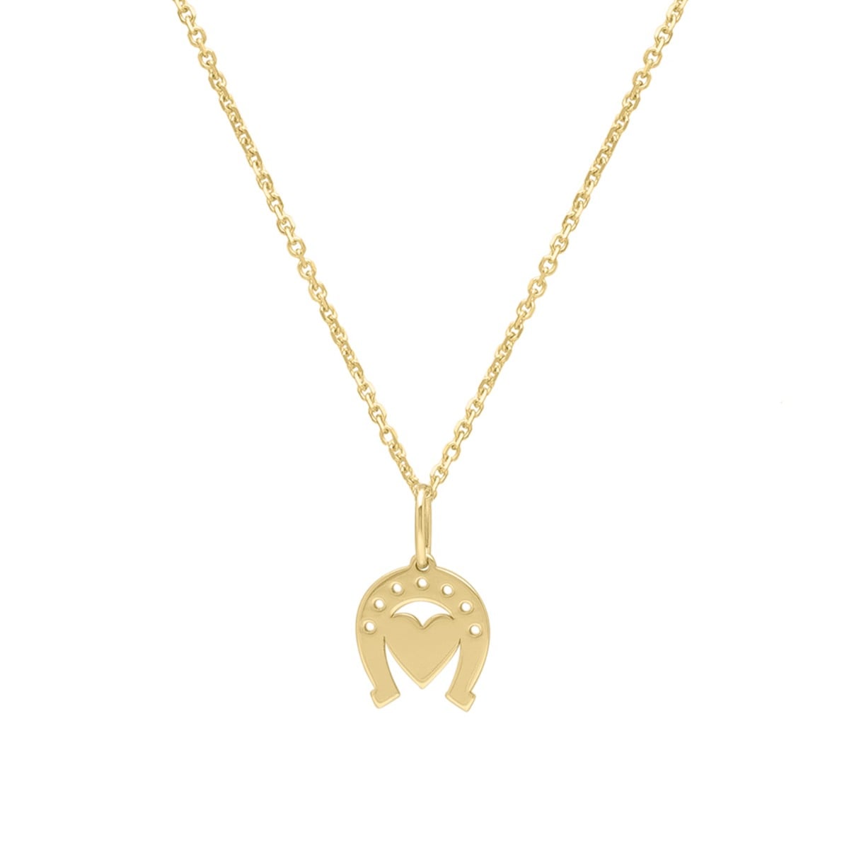 14K Heart & Horseshoe Pendant
