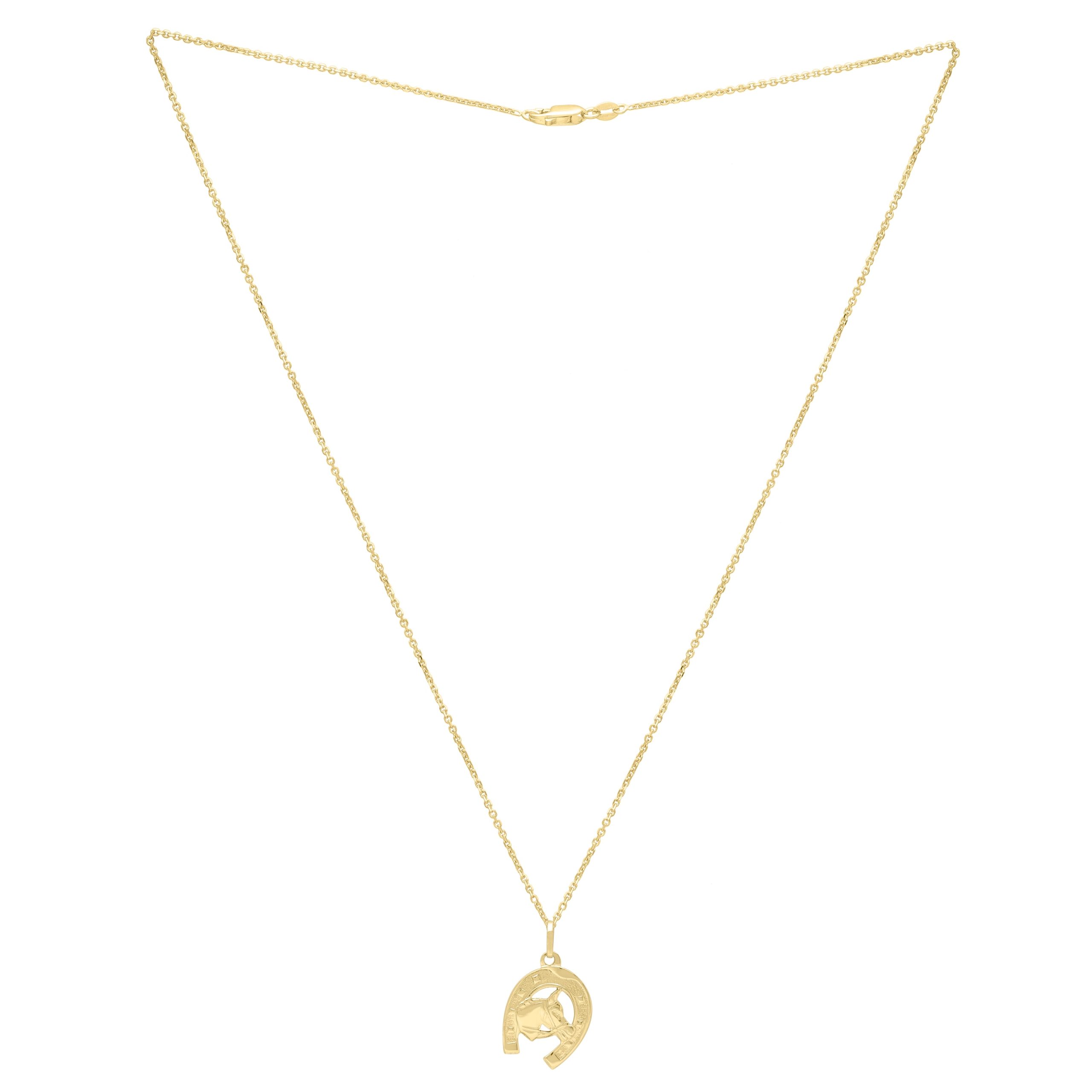 14K Horse & Horseshoe Pendant