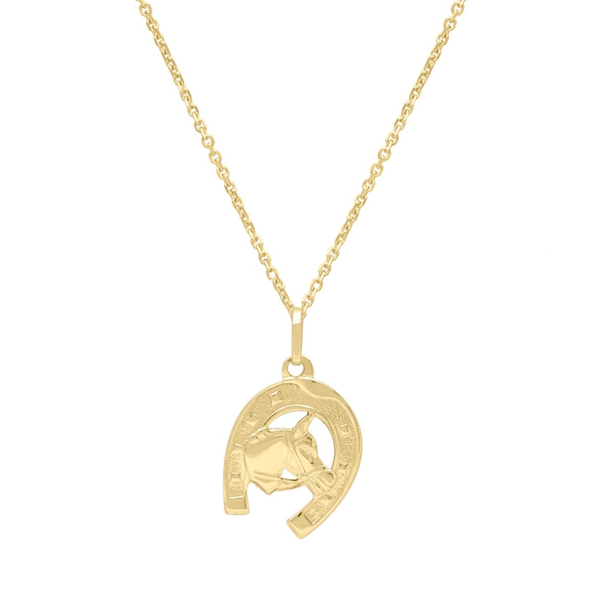 14K Horse & Horseshoe Pendant
