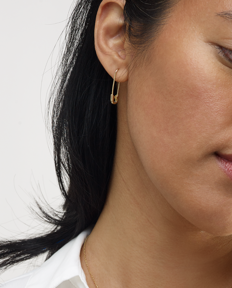 14K Safety Pin Earring