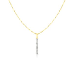 14K Gold .06ct Diamond Bar Necklace