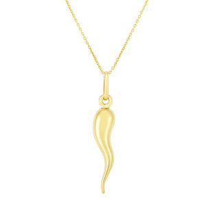14K Gold Italian Horn Necklace