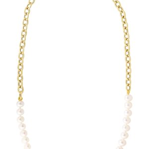 14k Gold Link and Pearl Necklace