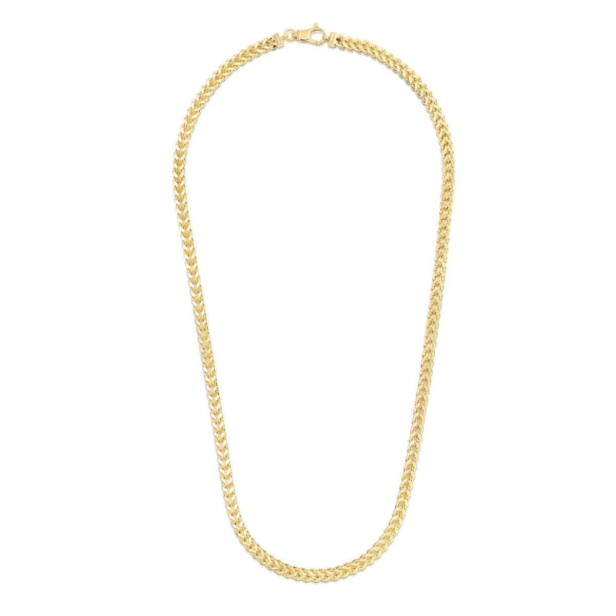 14K Gold 22" 5.3mm Semi-Solid Square Franco Chain