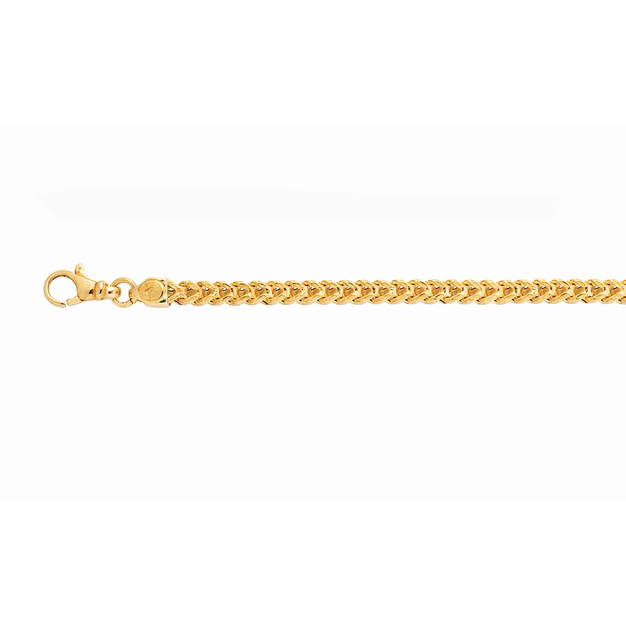 14K Gold 22" 5.3mm Semi-Solid Square Franco Chain