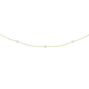 14K Gold Pearl Station Necklace