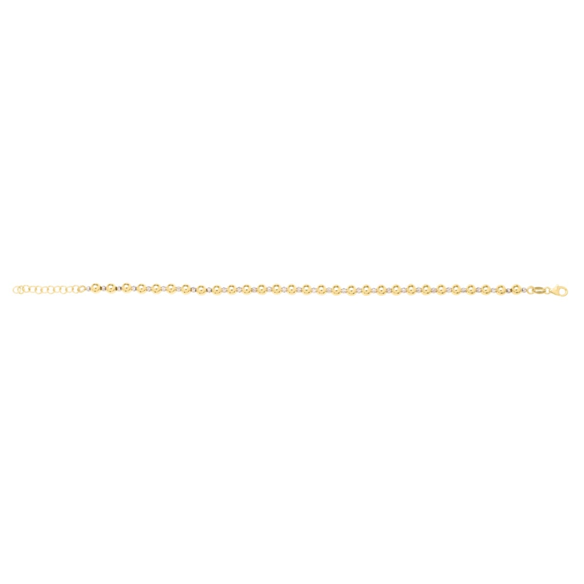 14K Polished & Diamond Cut Bead Bracelet
