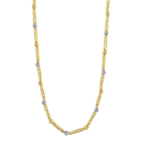 14K Two-Tone Bar & Bead Chain