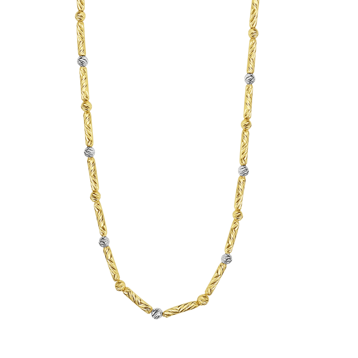 14K Two-Tone Bar & Bead Chain