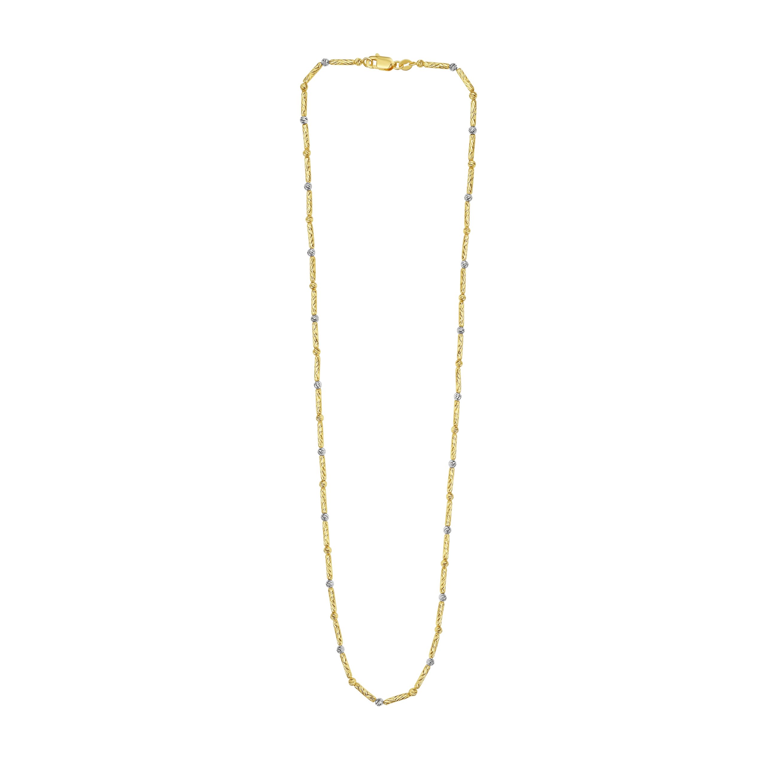 14K Two-Tone Bar & Bead Chain
