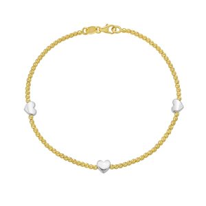 14K Heart Station Bead Bracelet