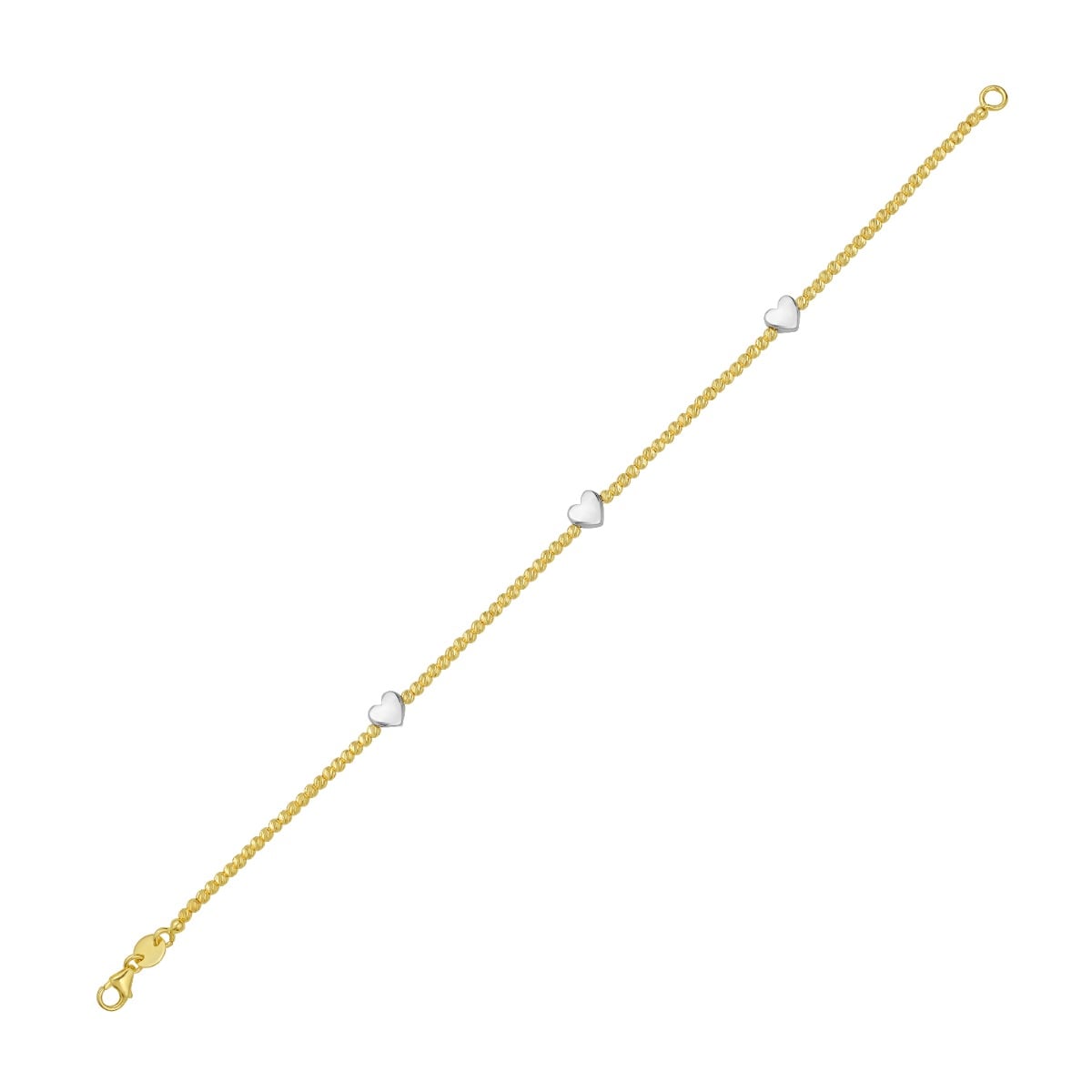 14K Heart Station Bead Bracelet