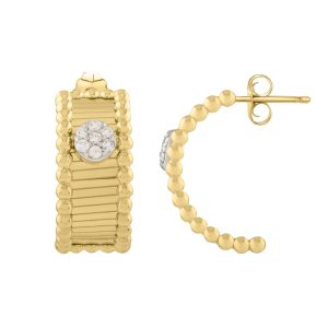 14K Pallina Diamond Half Moon Earrings
