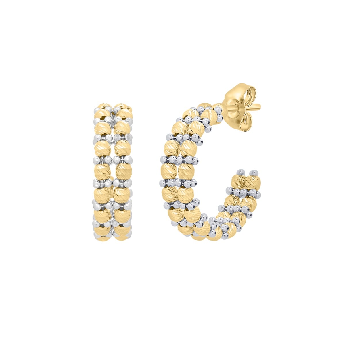 14K Gold Pallina Bead TT Hoops