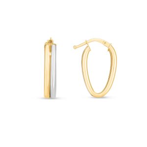 14K Two-tone Double Oval Hoops