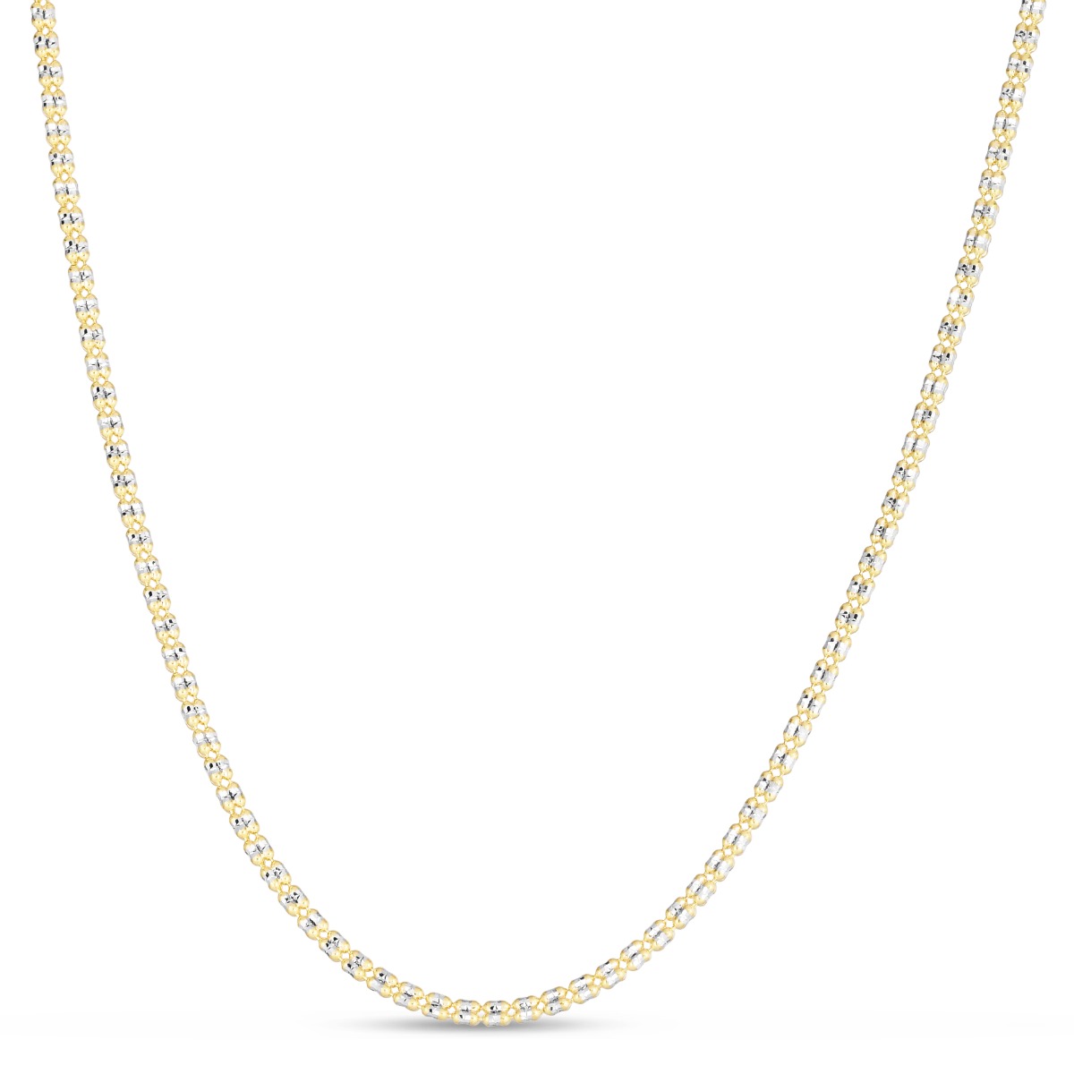 14K Gold 16" 2.7mm Two-Tone Fancy Ice Chain