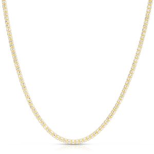 14K Gold 18" 3.3mm Two-Tone Fancy Ice Chain
