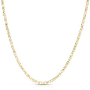 14K Gold 16" 3.3mm Two-Tone Fancy Ice Chain