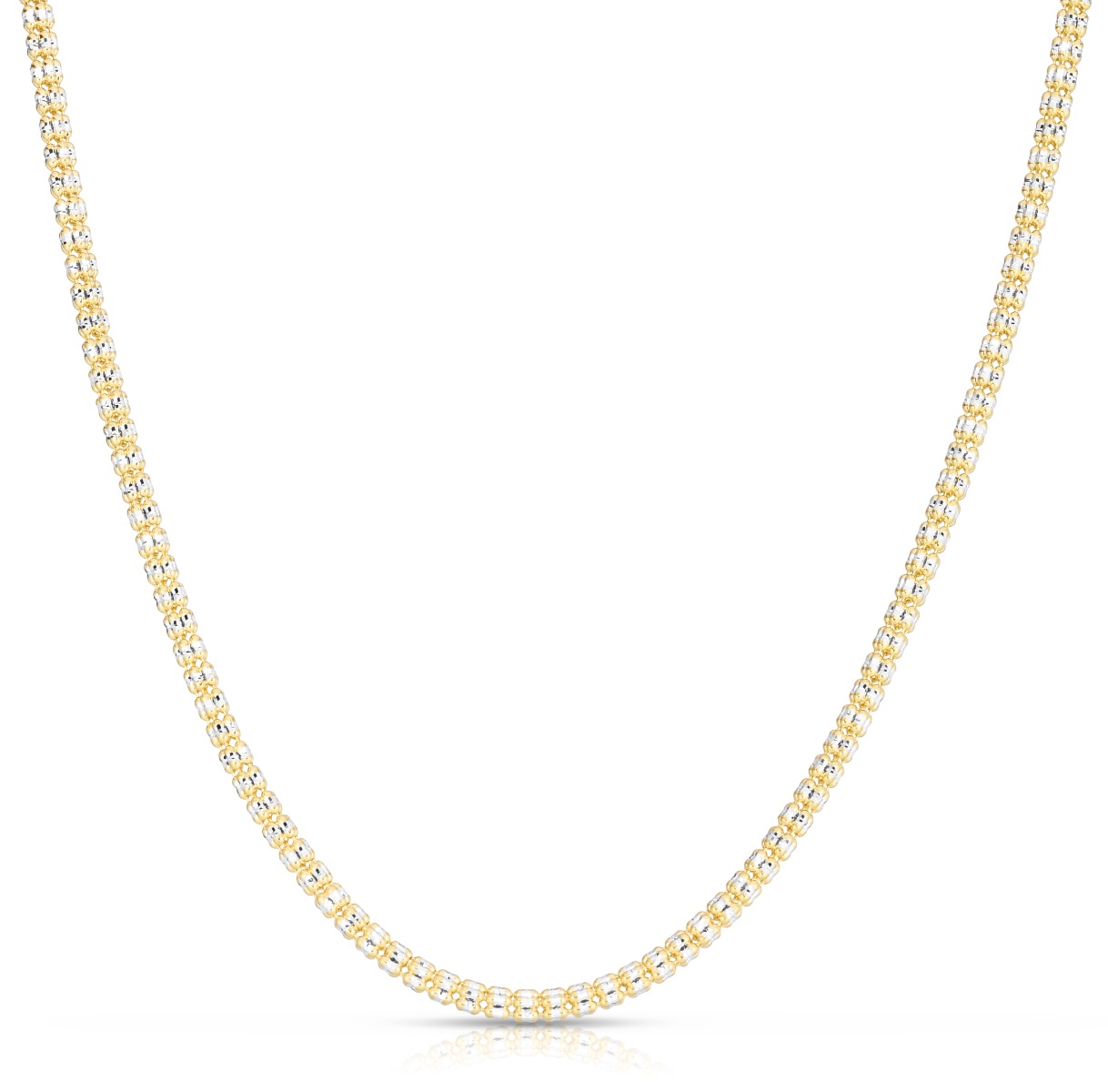 14K Gold 16" 3.3mm Two-Tone Fancy Ice Chain