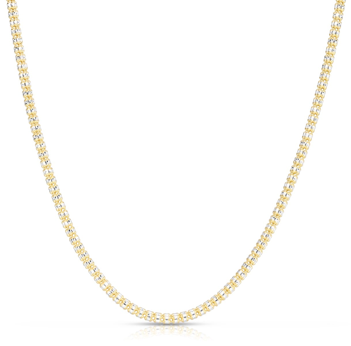 10K 3.3mm Two-Tone Fancy Ice Chain