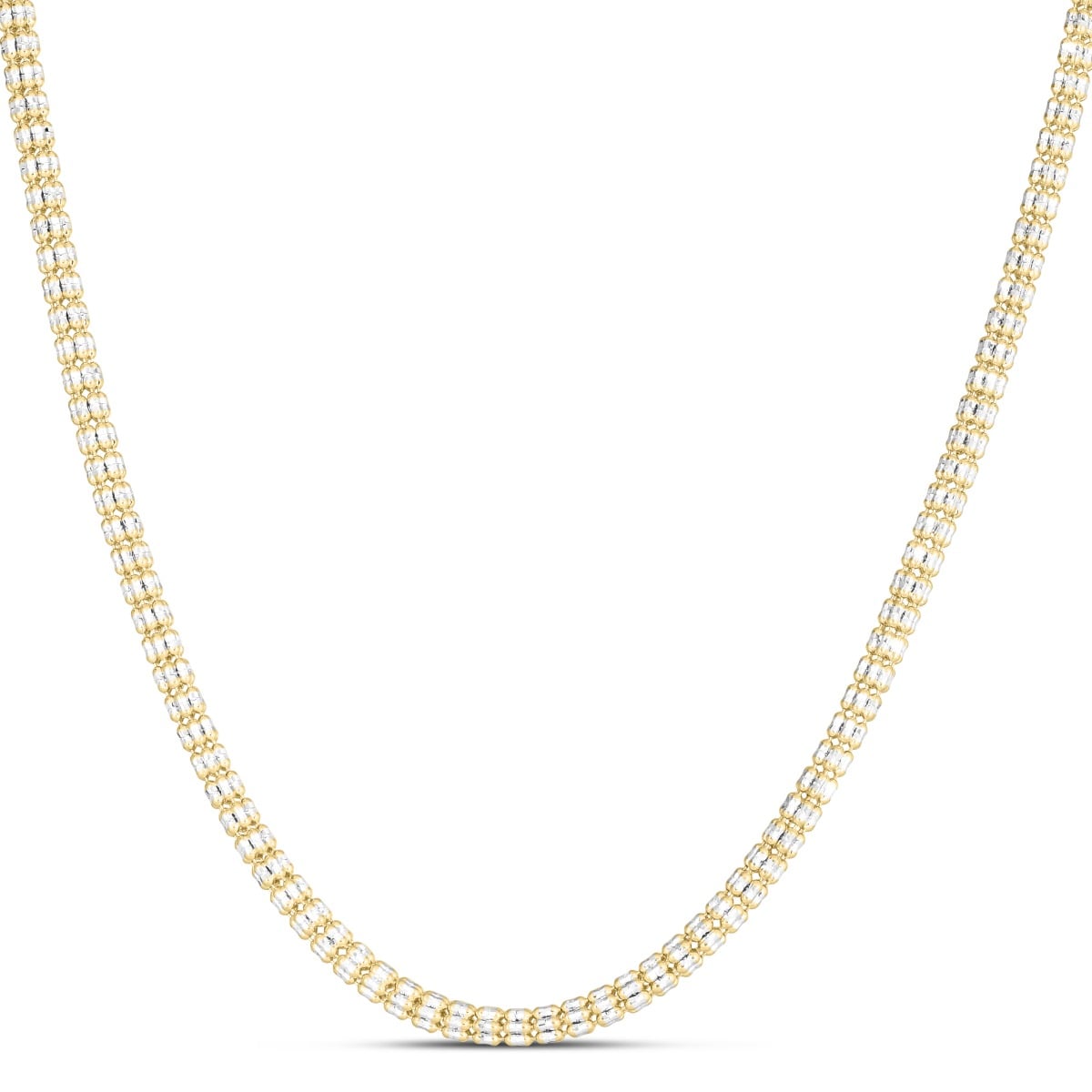 14K Gold 18" 3.23mm Two-Tone Fancy Ice Chain