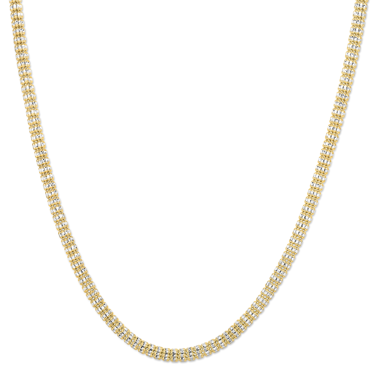 14K Gold 18" 4.25mm Two-Tone Fancy Ice Chain