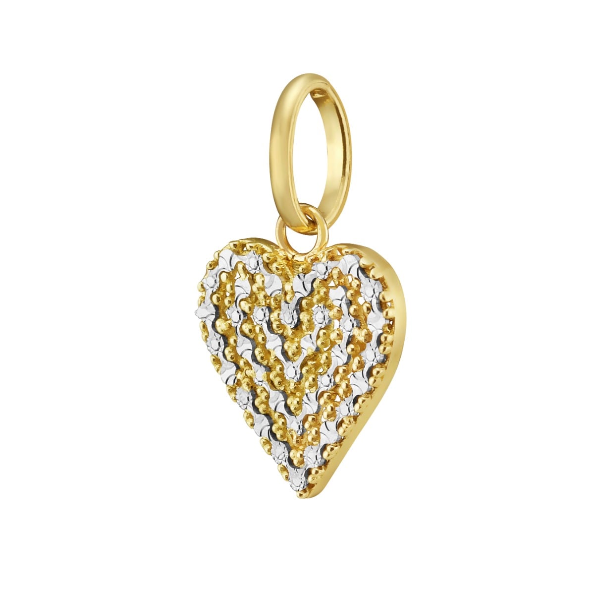 14K DC Pave Heart Charm