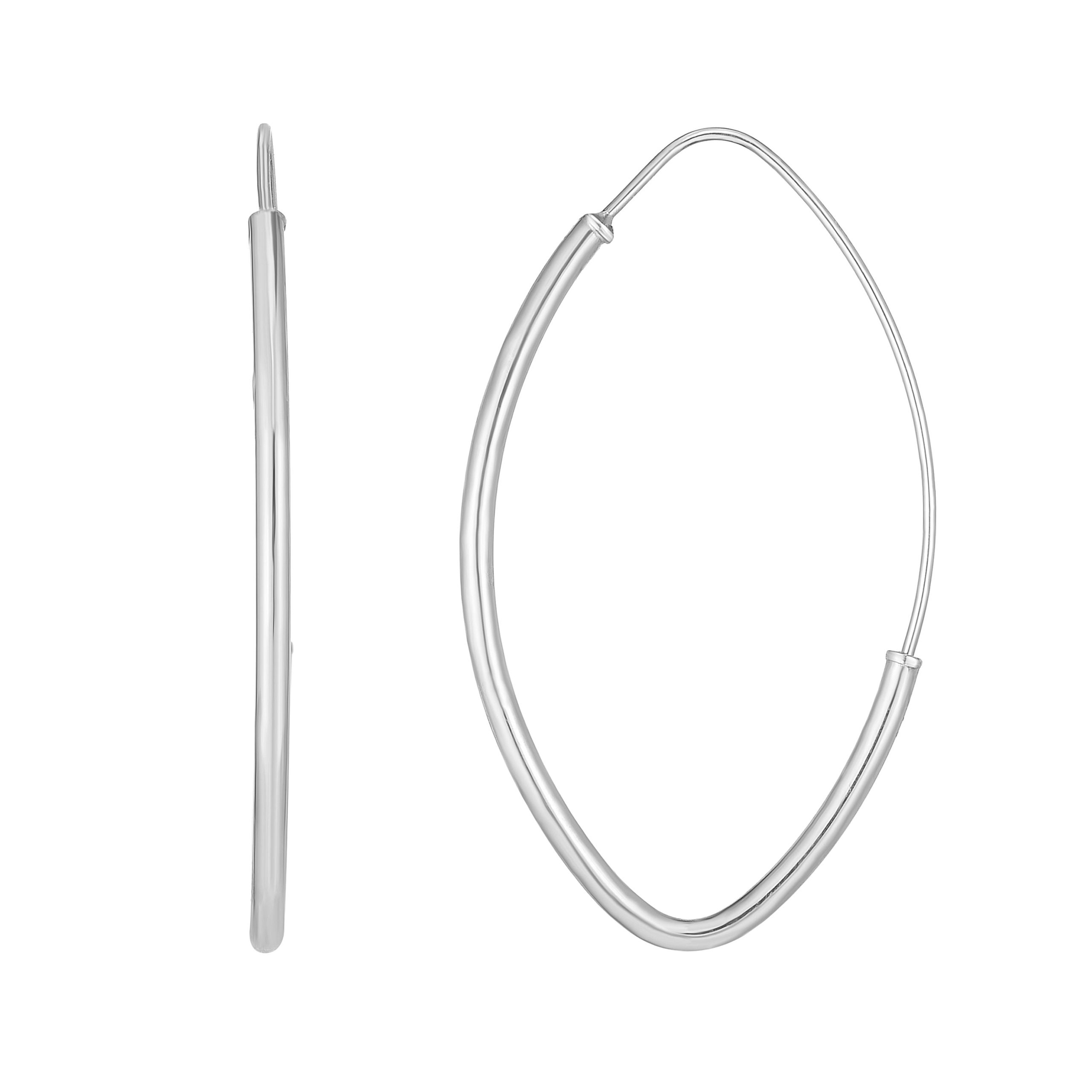 14K Gold Small Polished Marquise Fashion Hoop Earring