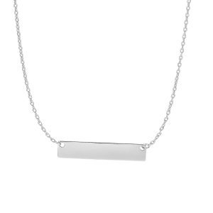 14K Gold Small Polished Bar Necklace