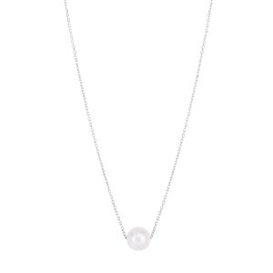 14K Pearl Necklace Solitaire