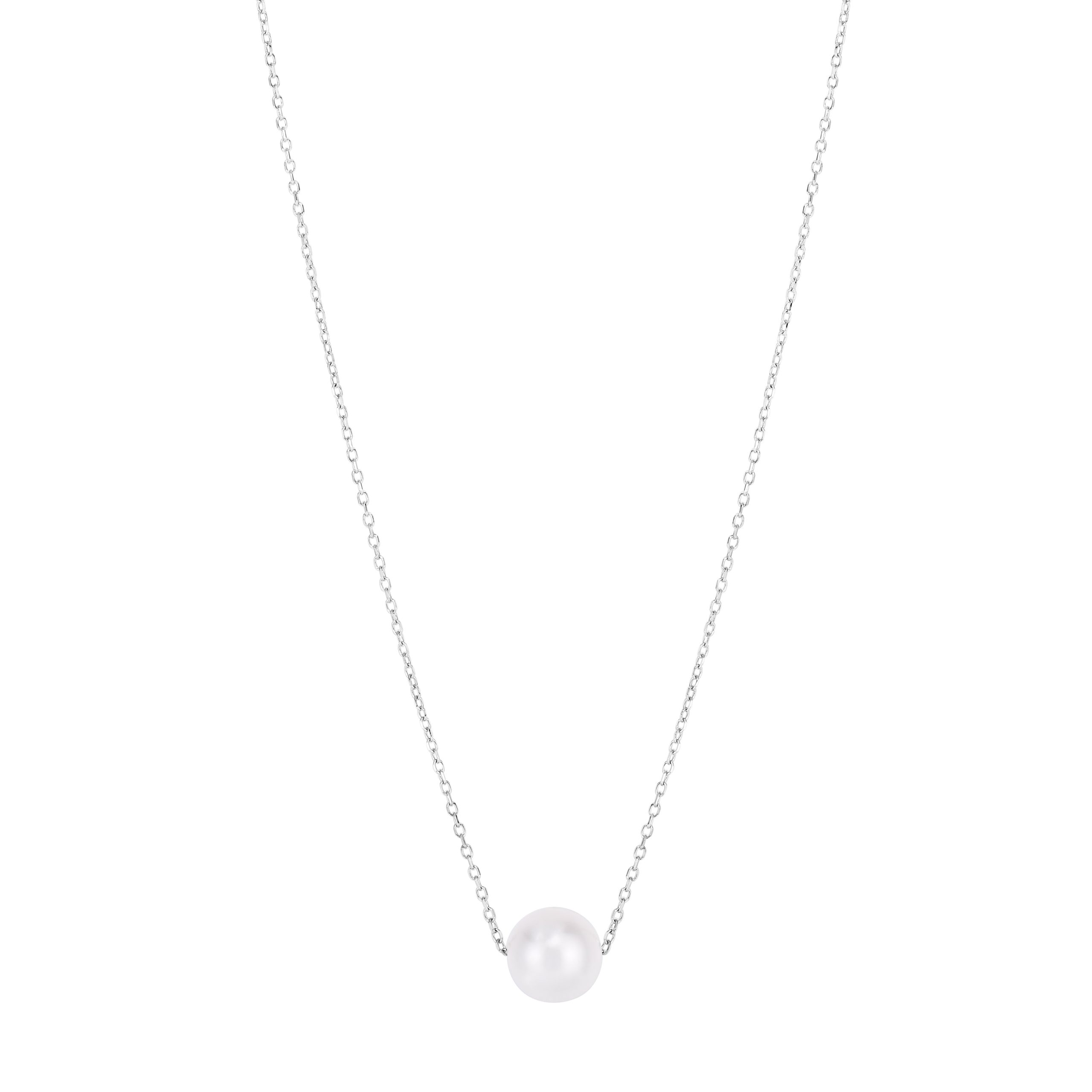14K Pearl Necklace Solitaire