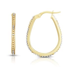 14K Gold Bead Design Hoop Earring