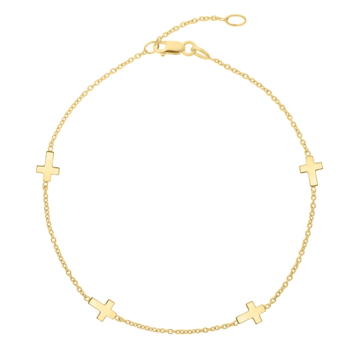 10K Sideways Cross Anklet