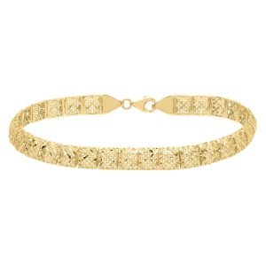 10K Fancy Textured Square Cut Link Necklace