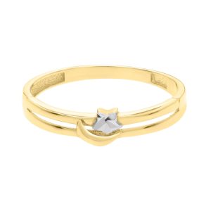 10K Star & Moon Ring