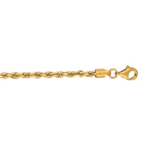 10K Gold 2.75mm Solid Diamond Cut Royal Rope Chain