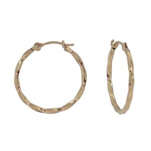 14KT yellow gold twisted hoop earrings