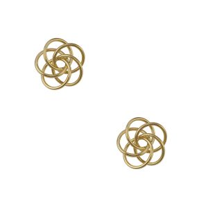 14KT yellow gold five ring loveknot earrings