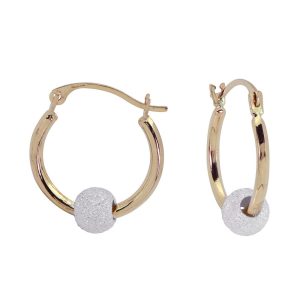 14KT yellow gold hoops with sterling Silver laser bead