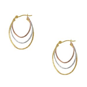 14KT tri gold circle shape hoop earrings