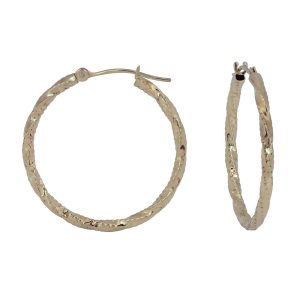 14KT yellow gold beaded hoop earrings