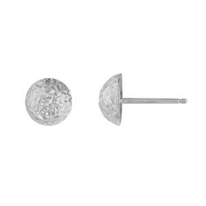 14KT white half ball earrings
