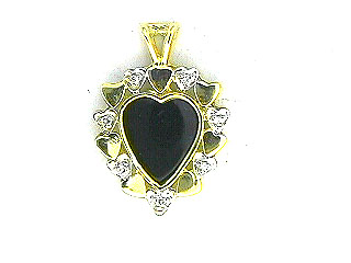 ONYX & DIAMOND HEART PENDANT
