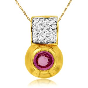 DIAMOND &PINK SAPPHIRE PENDANT