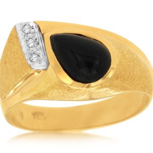 MEN’S ONYX & DIAMOND RING