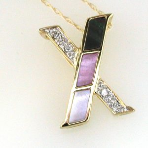 INITIAL DIA & MOPAL PENDANT X
