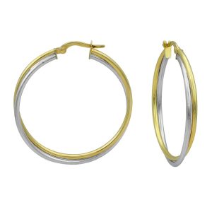 14KT two tone gold hoop earrings