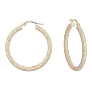 14KT yellow gold textured hoop earrings