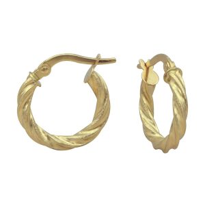 14KT yellow gold twisted oval hoop earrings
