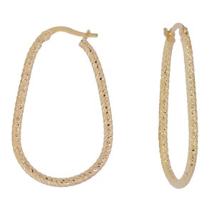 14KT yellow gold oval shape hoop earrings